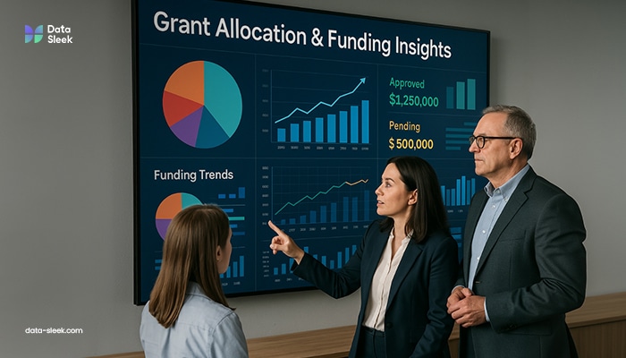 A university administrator analyzing grant allocation data o  Data Sleek